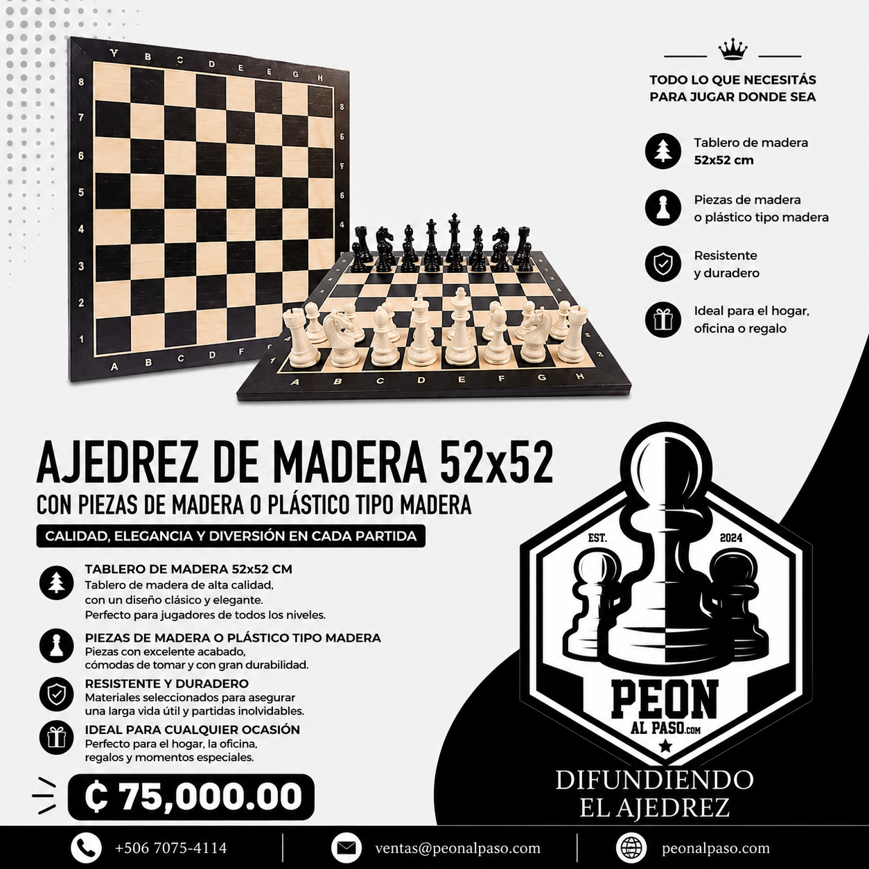Piezas de madera con tablero negro